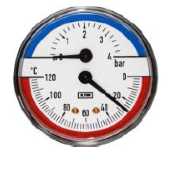 PT - TERMOMANOMETR FI80 2,5B 0-120stC 1/2'' RAD